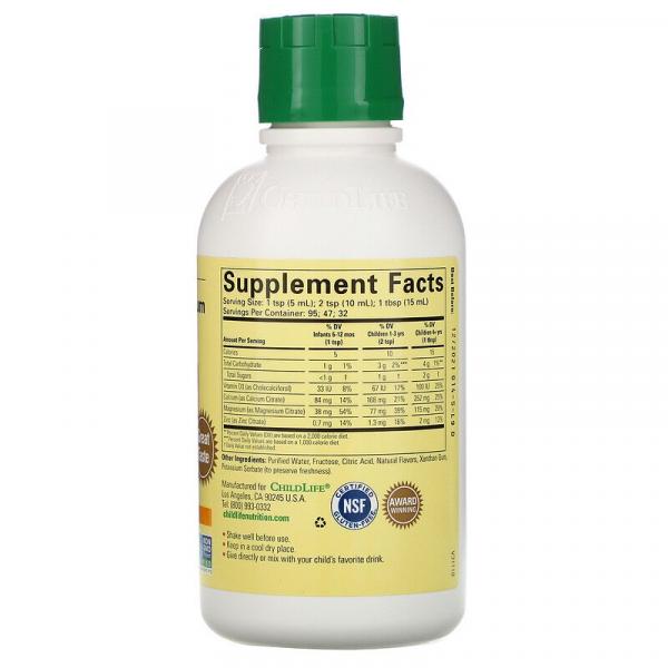 Жидкий кальций с магнием, натуральный апельсиновый вкус, Liquid Calcium with Magnesium, ChildLife, 474 мл - Фото 2
