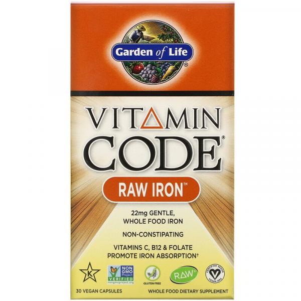 Залізо, Vitamin Code Raw Iron, Garden of Life, 30 капсул - Фото 2