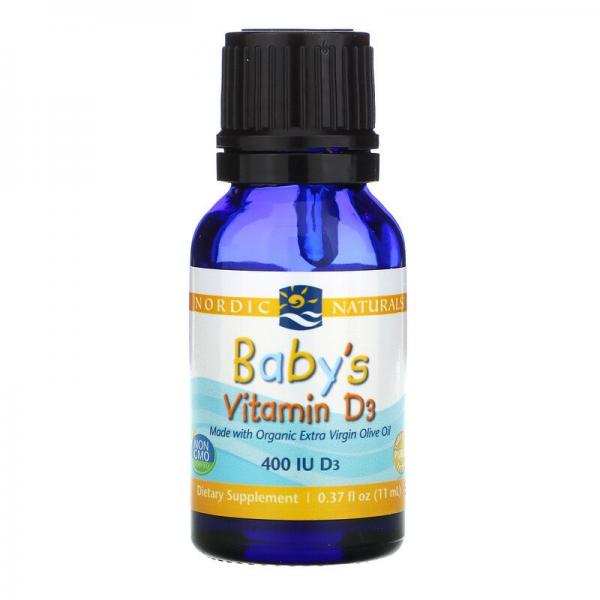Витамин D3 в каплях, для детей, Baby's Vitamin D3, Nordic Naturals, 400 МЕ, 11 мл - Фото 1