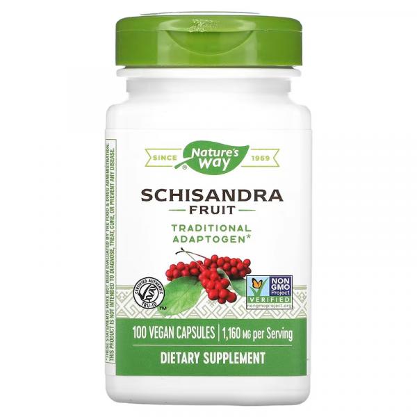 Плоды лимонника китайского, Schisandra Fruit, Nature's Way, 580 мг, 100 веганских капсул - Фото 1