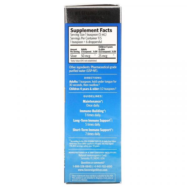 Серебро, Bio-Active Silver Hydrosol, с дозатором-пипеткой, Sovereign Silver, 10 част./млн, 59 мл - Фото 2