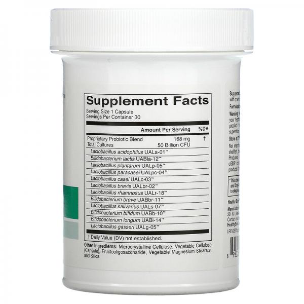 Пробиотики, 50 млрд КОЕ, 50 Billion CFU Probiotics, HealthyBiom, 30 растительных капсул - Фото 2