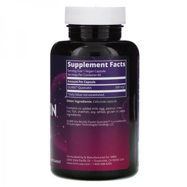 Кверцетин, MRM, Nutrition, 500 мг, 60 веганских капсул - Фото 2