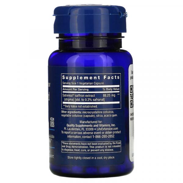 Оптимизированный шафран с Satiereal, Optimized with Saffron with Satiereal, Life Extension, 60 вегетарианских капсул - Фото 2