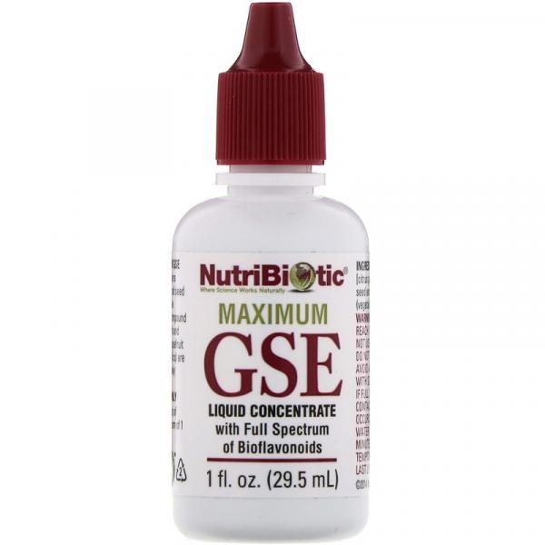 Жидкий экстракт семян грейпфрута, Maximum GSE, NutriBiotic, 29,5 мл (1 жидкая унция) - Фото 1