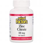 Цитрат цинка, Zinc Citrate, Natural Factors, 50 мг, 90 таблеток - Фото миниатюра 1