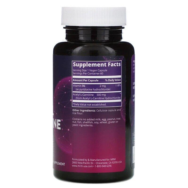 Ацетил L-карнитин, Acetyl L-Carnitine, MRM, 500 мг, 60 капсул - купить ...