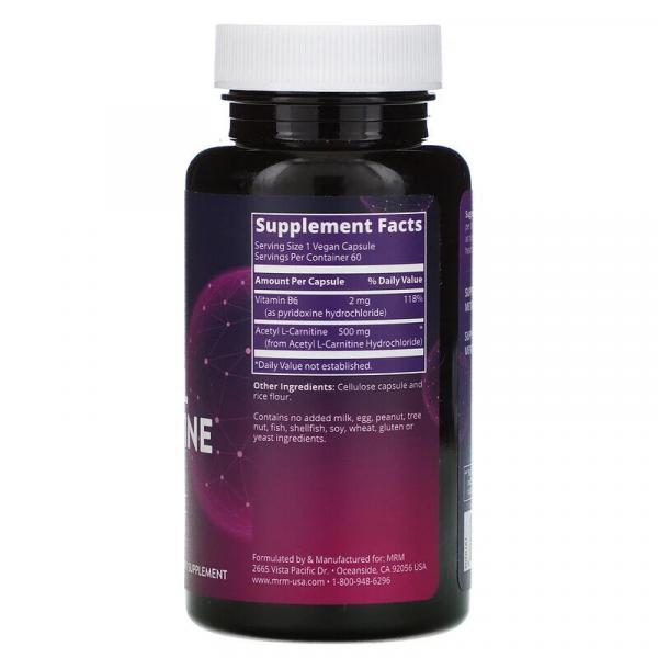 Ацетил L-карнітин, Acetyl L-Carnitine, MRM, 60 капсул - Фото 2