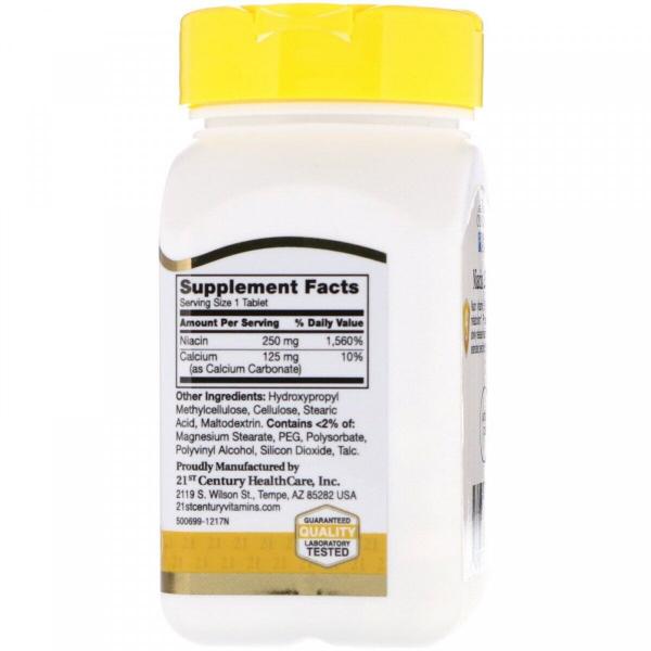 Витамин В3 (ниацин), Niacin, 21st Century, 250 мг, 110 таблеток - Фото 2