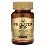 Хелатное железо, Бисглицинат железа, Chelated Iron, Solgar, 25 мг, 100 таблеток - Фото миниатюра 1