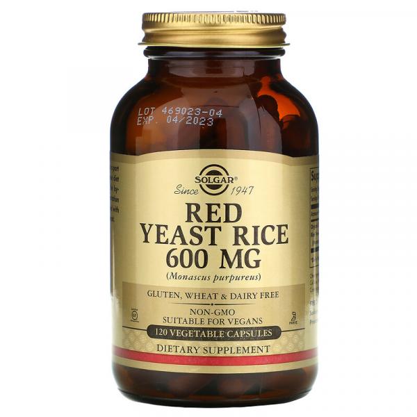Красный дрожжевой рис, Red Yeast Rice, Solgar, 600 мг, 120 капсул - Фото 1