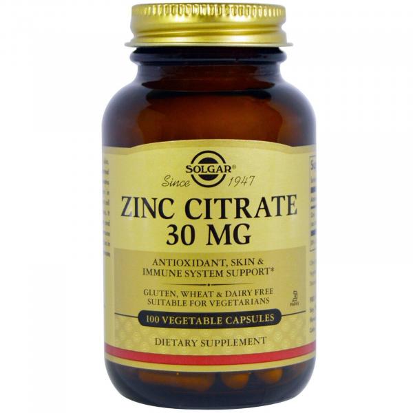 Цитрат цинку, Zinc citrate, Solgar, 30 мг, 100 капсул - Фото 1