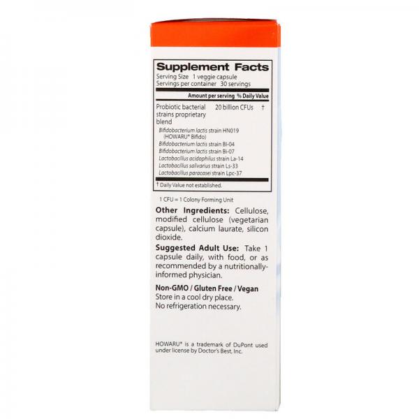 Пробиотики, Probiotic, Doctor's Best, 20 млрд КОЕ, 30 капсул  - Фото 2