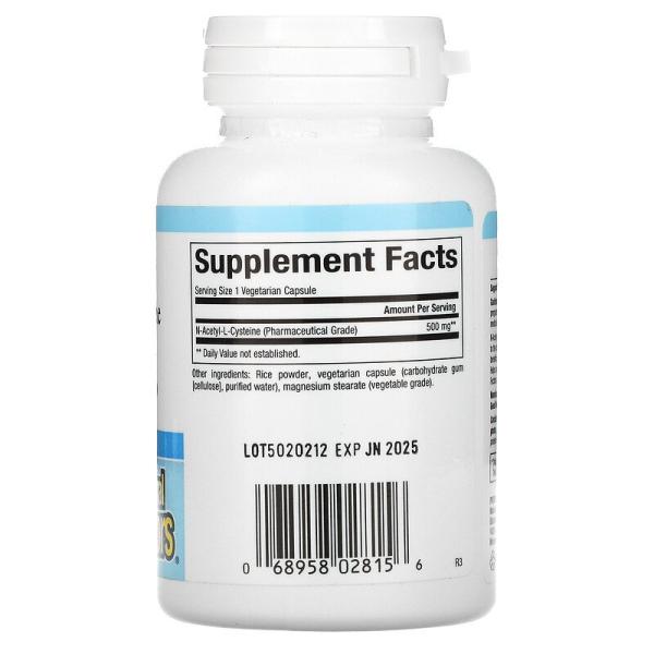 N-ацетил-L цистеин, NAC N-Acetyl-L-Cysteine, Natural Factors, 500 мг, 90 вегетарианских капсул - Фото 2