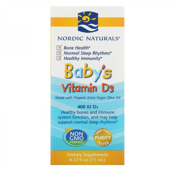 Витамин D3 в каплях, для детей, Baby's Vitamin D3, Nordic Naturals, 400 МЕ, 11 мл - Фото 2