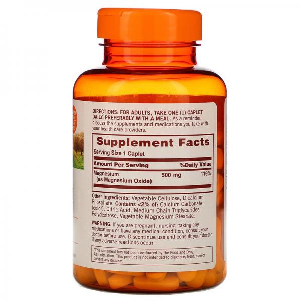 Магній, Magnesium, Sundown Naturals, 500 мг, 180 капсуловидних таблеток - Фото 2