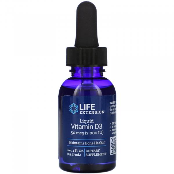 Жидкий витамин D3, Liquid Vitamin D3, Life Extension, 2000 МЕ, 29,57 мл - Фото 1