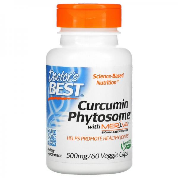 Куркумин с Meriva, Curcumin Phytosome with Meriva, Doctor's Best, 500 мг, 60 вегетарианских капсул - Фото 1