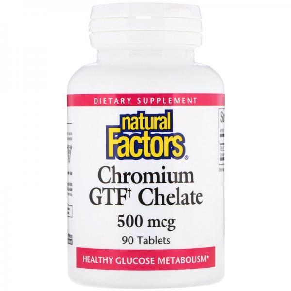 Хром GTF, Natural Factors, 500 мкг, 90 таблеток - Фото 1