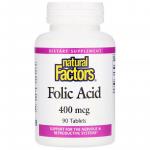 Фолиевая кислота, Folic Acid, Natural Factors, 400 мкг, 90 таблеток - Фото миниатюра 1