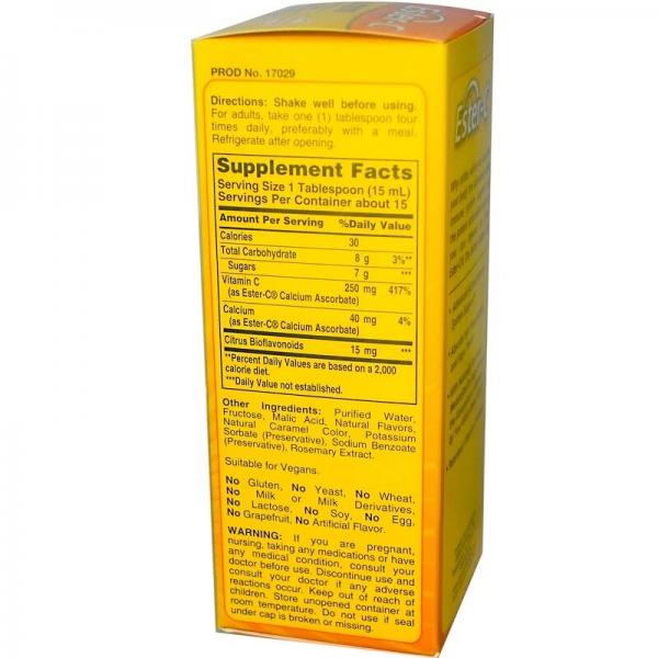 Эстер-С, Ester-C Liquid, с цитрусовыми биофлавоноидами, со вкусом ягод, American Health, 250 мг, 237 мл (8 жидких унций) - Фото 2