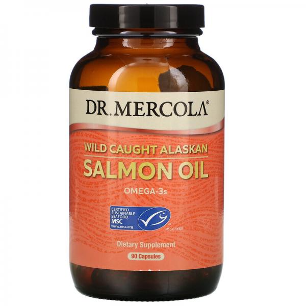 Жир дикого аляскинского лосося, Wild Caught Alaskan Salmon Oil, Dr. Mercola, 1000 мг, 90 капсул - Фото 1