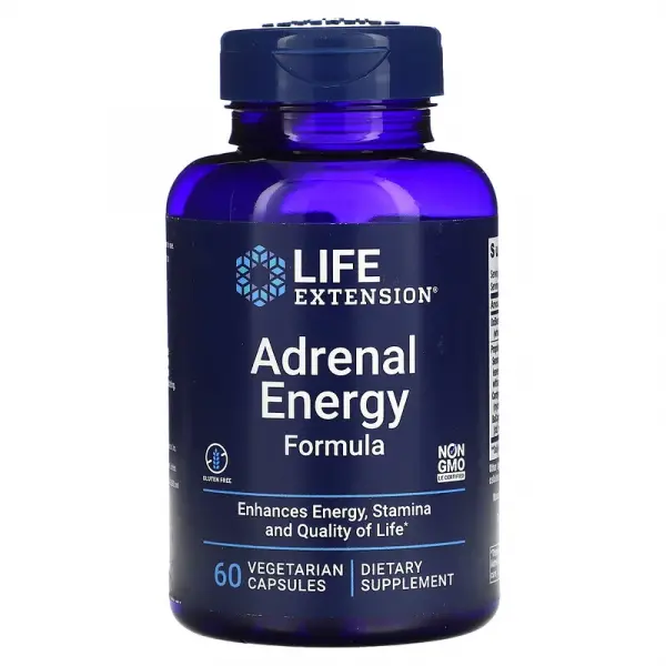 Адреналиновая энергетическая формула, Adrenal Energy Formula, Life Extension, 60 вегетарианских капсул - Фото 1