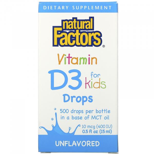 Вітамін D3 у краплях для дітей, без ароматизаторів, Vitamin D3 Drops, Natural Factors, 400 МО, 15 мл - Фото 2
