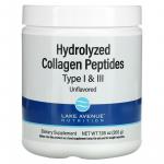 Гидролизованные пептиды коллагена типов I и III, с нейтральным вкусом, Hydrolyzed Collagen Peptides Type I & III Unflavored, Lake Avenue Nutrition, 200 г - Фото миниатюра 1