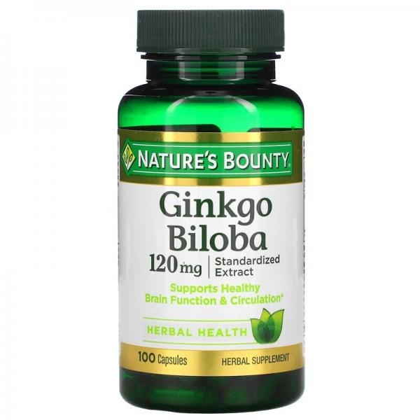 Гинкго Билоба, Ginkgo Biloba, Nature's Bounty, 120 мг, 100 капсул - Фото 1