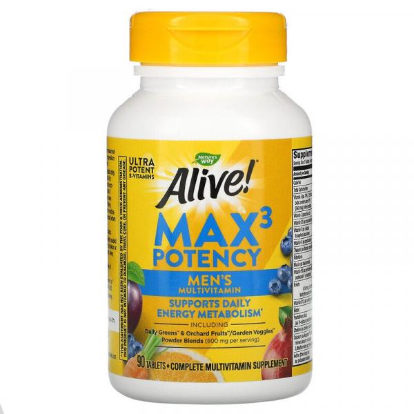 Витамины для мужчин, Alive, Men's Max3 Potency, Nature's Way, 90 таблеток - Фото 4