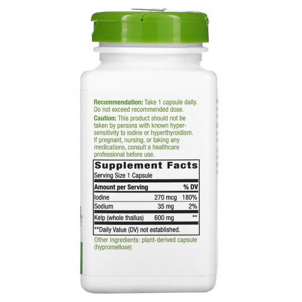 Ламинария, Kelp, Nature's Way, 600 мг, 180 капсул - Фото 2