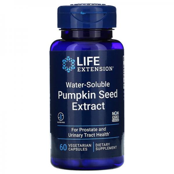 Водорастворимый экстракт семян тыквы, Water Soluble Pumpkin Seed Extract, Life Extension, 60 вегетарианских капсул - Фото 1