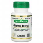 Гінкго Білоба, Gingko Biloba, California Gold Nutrition, EuroHerbs, 120 мг, 60 капсул  - Фото миниатюра 1