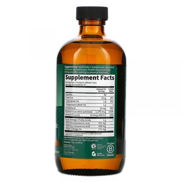 Жир печени исландской трески, лимон и мята, Olde World Icelandic Cod Liver Oil Lemon Mint, Garden of Life, 236 мл - Фото 2