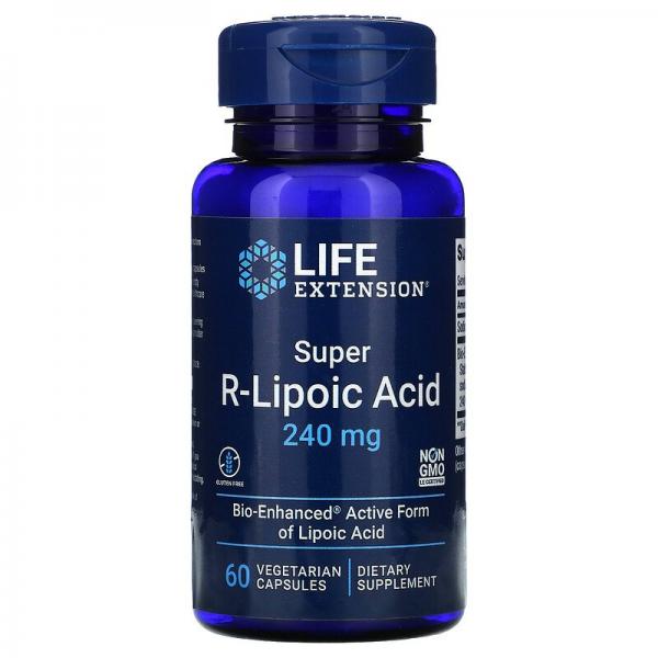Супер R-липоевая кислота, Super R-Lipoic Acid, Life Extension, 240 мг, 60 вегетарианских капсул - Фото 1