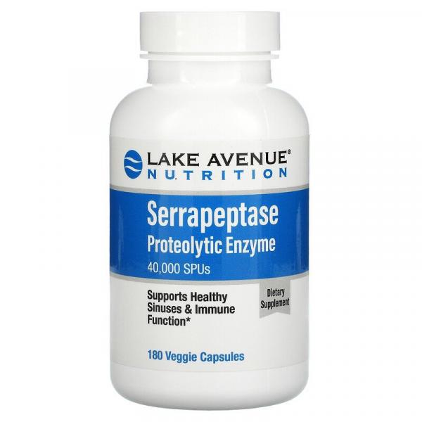 Серрапептаза, Serrapeptase, Proteolytic Enzyme, Lake Avenue Nutrition, 40000 МЕ, 180 растительных капсул - Фото 1