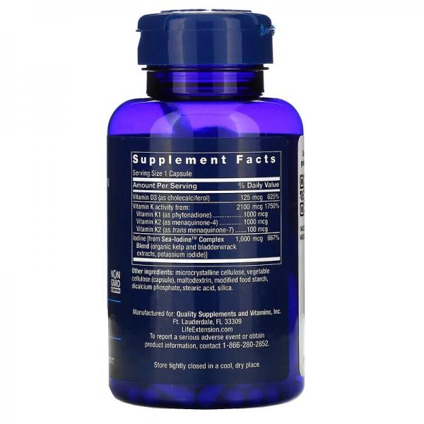 Витамин Д и К с йодом, Vitamins D and K with Sea-Iodine, Life Extension, 60 капсул  - Фото 2