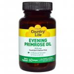 Масло примулы вечерней (Evening Primrose Oil), 500 мг, Country Life, 60 желатиновых капсул - Фото миниатюра 1