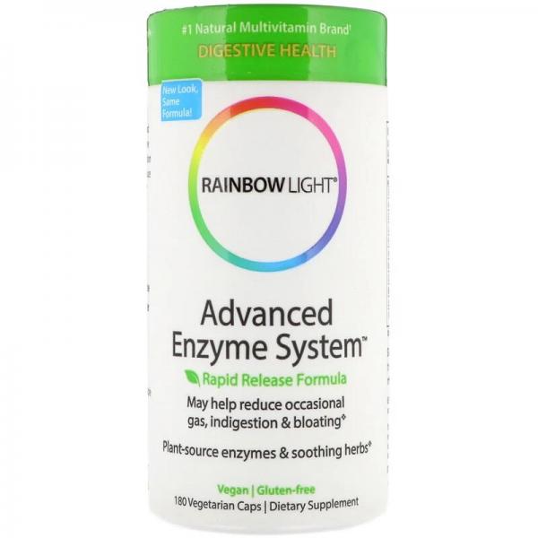 Усовершенствованная система ферментов, Advanced Enzyme System, Rapid Release Formula, Rainbow Light, 180 вегетарианских капсул - Фото 1
