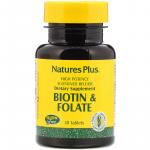Фолиевая кислота и биотин, Biotin & Folic Acid, Nature's Plus, 30 таблеток - Фото миниатюра 1