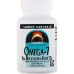 Омега-7, фруктовое масло облепихи, Omega-7, Sea Buckthorn Fruit Oil, Source Naturals, 60 растительных мягких желатиновых капсул - Фото миниатюра 1