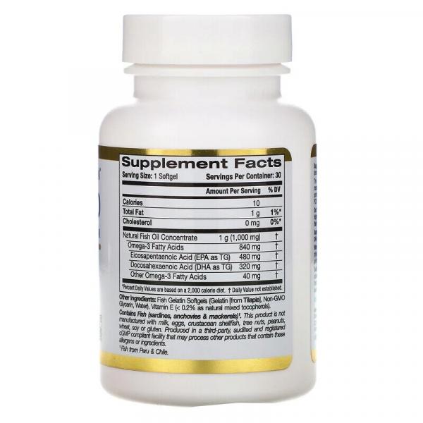 Омега 800 рыбий жир, Omega 800, California Gold Nutrition, 80% EPA/DHA, 1000 мг, 30 капсул  - Фото 2
