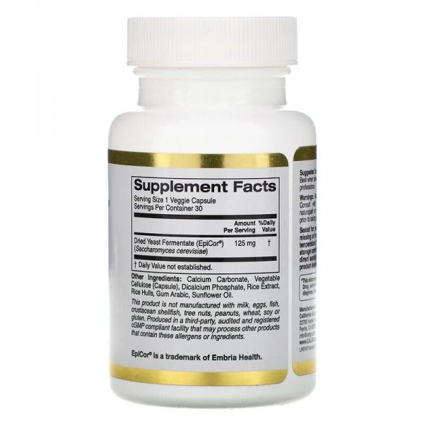 Детский ЭпиКор, Children's EpiCor, California Gold Nutrition, 125 мг, 30 вегетарианских капсул  - Фото 2