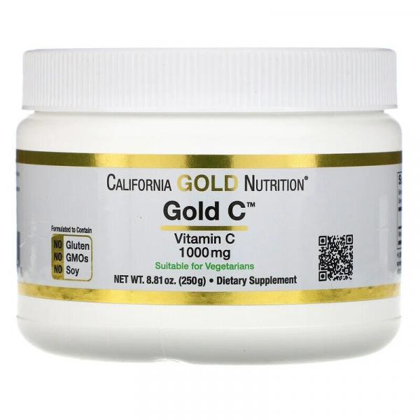 Вітамін C (порошок), Gold C, California Gold Nutrition, 250 г (8,81 унції) - Фото 1