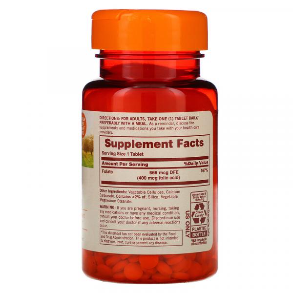 Фолат, Folate, Sundown Naturals, 666 мкг, 350 таблеток - Фото 2