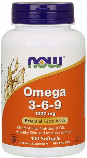 Омега 3 6 9, Omega 3-6-9, Now Foods, 1000 мг, 100 гелевых капсул 
