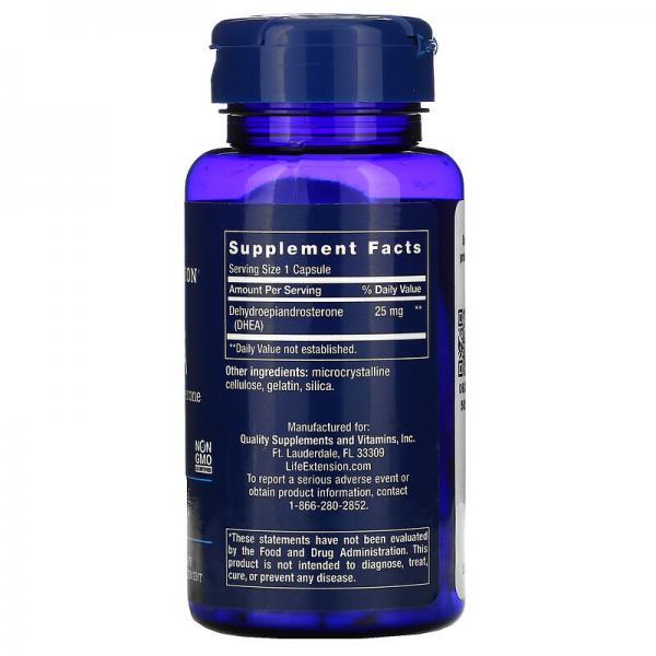 ДГЭА (дегидроэпиандростерон), DHEA, Life Extension, 25 мг, 100 капсул - Фото 2