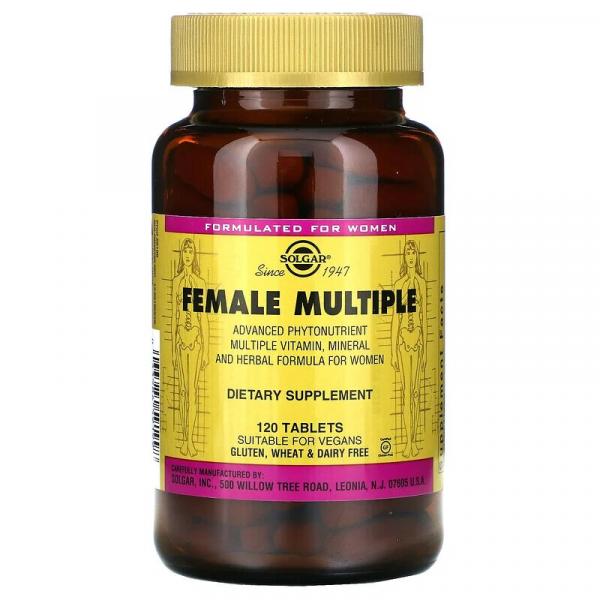 Мультивитамины для женщин, Female Multiple, Solgar, 120 таблеток - Фото 1
