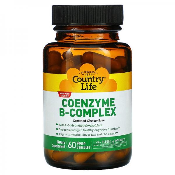 Комплекс коэнзимов группы B, Coenzyme B-Complex, Country Life, 60 веганских капсул - Фото 1